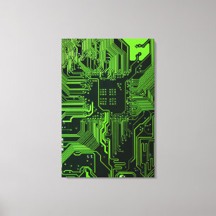 Geek Out Nerd PCB Green Electronic Circuit Board  Canvas Print