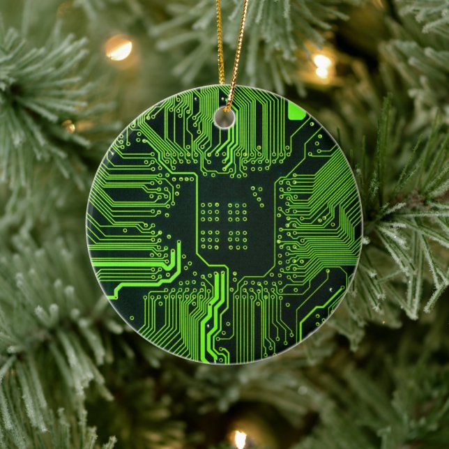 Geek Out Nerd PCB Green Electronic Circuit Board  Ceramic Tree Decoration (Tree)