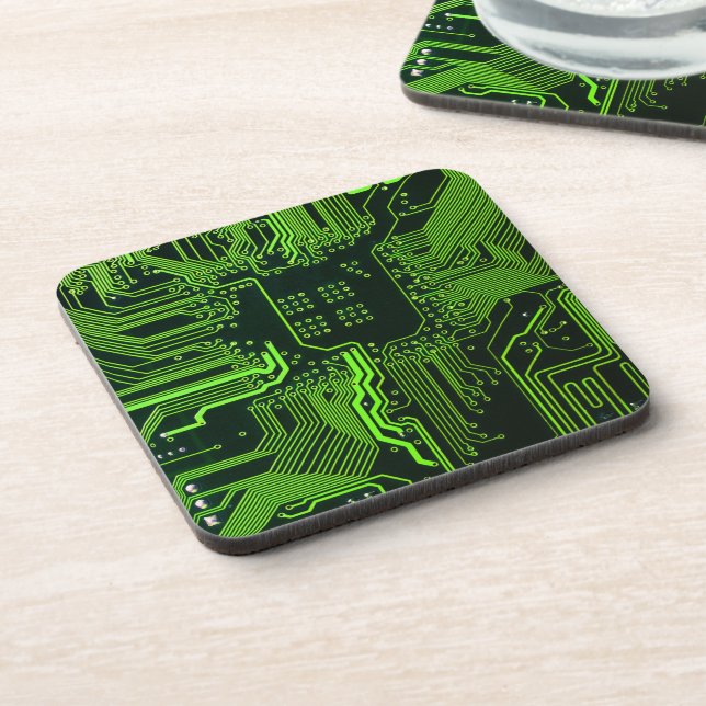 Geek Out Nerd PCB Green Electronic Circuit Board  Coaster (Left Side)