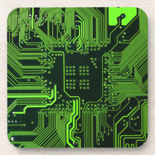 Geek Out Nerd PCB Green Electronic Circuit Board  Coaster