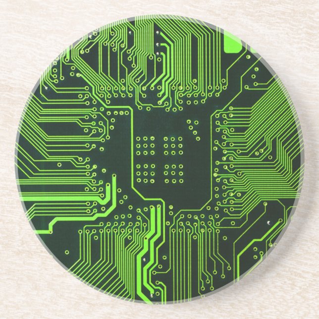 Geek Out Nerd PCB Green Electronic Circuit Board  Coaster (Front)