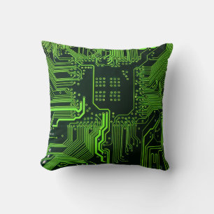 Geek Out Nerd PCB Green Electronic Circuit Board  Cushion