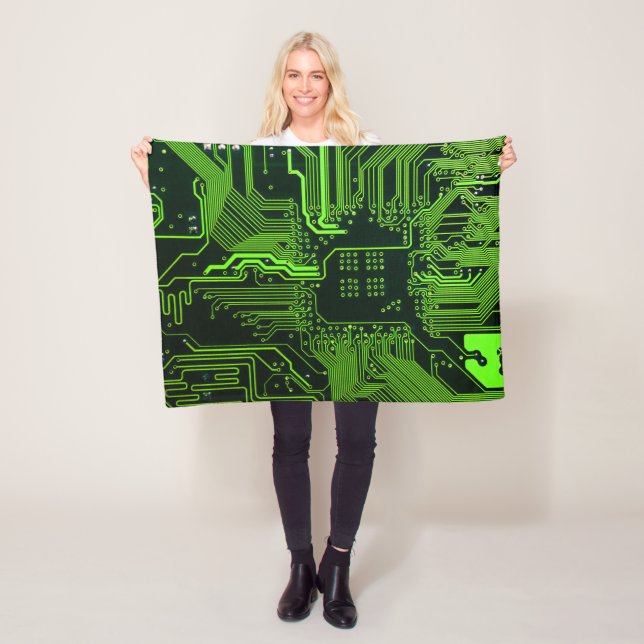 Geek Out Nerd PCB Green Electronic Circuit Board  Fleece Blanket (In Situ)