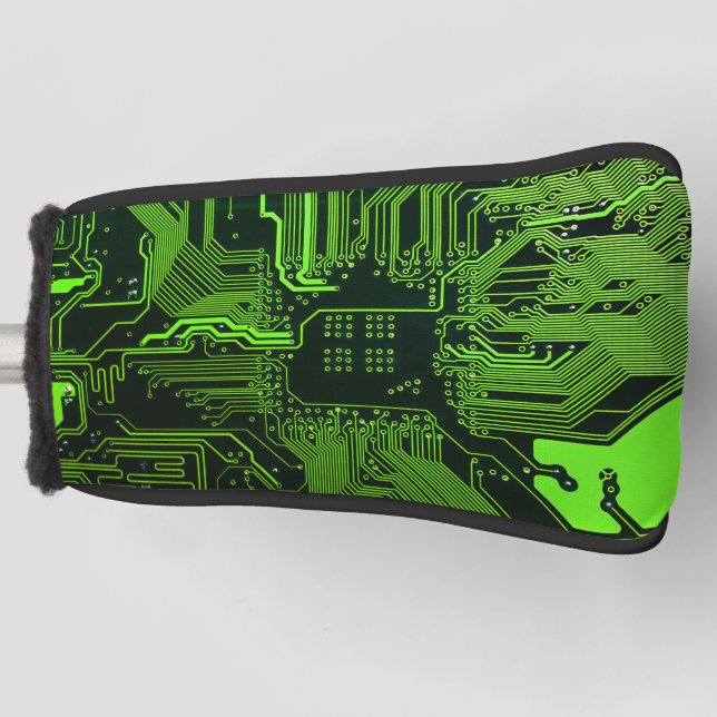 Geek Out Nerd PCB Green Electronic Circuit Board  Golf Head Cover (Front)
