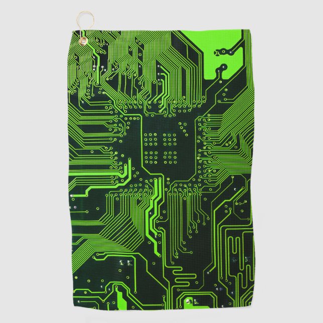 Geek Out Nerd PCB Green Electronic Circuit Board  Golf Towel (Front)