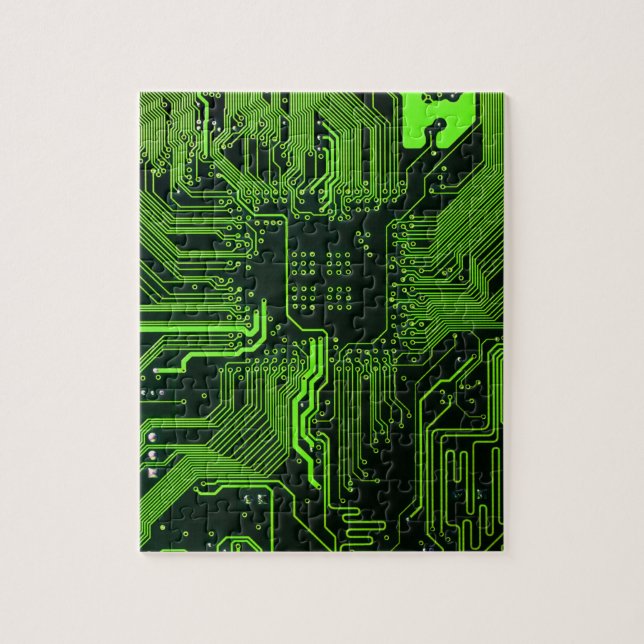 Geek Out Nerd PCB Green Electronic Circuit Board  Jigsaw Puzzle (Vertical)