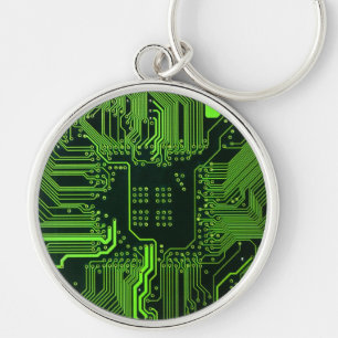 Geek Out Nerd PCB Green Electronic Circuit Board Key Ring
