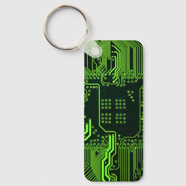 Geek Out Nerd PCB Green Electronic Circuit Board  Key Ring (Front)