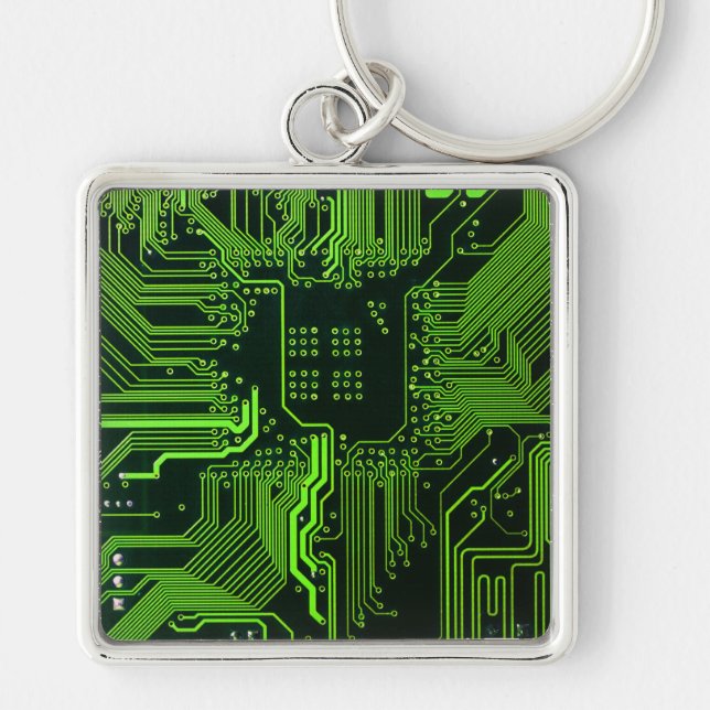 Geek Out Nerd PCB Green Electronic Circuit Board  Key Ring (Front)