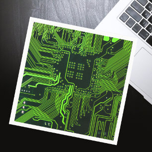 Geek Out Nerd PCB Green Electronic Circuit Board  Napkin