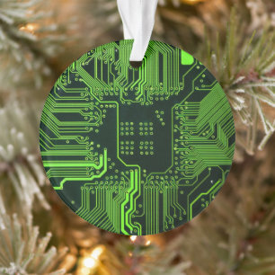 Geek Out Nerd PCB Green Electronic Circuit Board Ornament