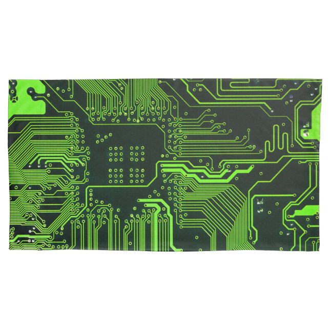 Geek Out Nerd PCB Green Electronic Circuit Board  Pillowcase (Front)