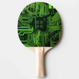 Geek Out Nerd PCB Green Electronic Circuit Board  Ping Pong Paddle