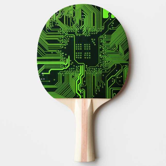 Geek Out Nerd PCB Green Electronic Circuit Board  Ping Pong Paddle (Front)
