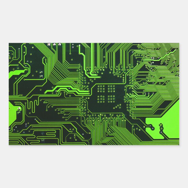 Geek Out Nerd PCB Green Electronic Circuit Board  Rectangular Sticker (Front)