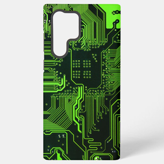 Geek Out Nerd PCB Green Electronic Circuit Board  Samsung Galaxy S22 Ultra Case (Back)