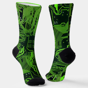 Geek Out Nerd PCB Green Electronic Circuit Board Socks