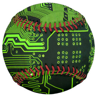 Geek Out Nerd PCB Green Electronic Circuit Board Softball