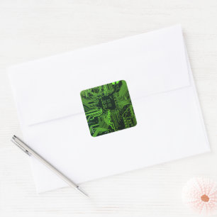 Geek Out Nerd PCB Green Electronic Circuit Board  Square Sticker