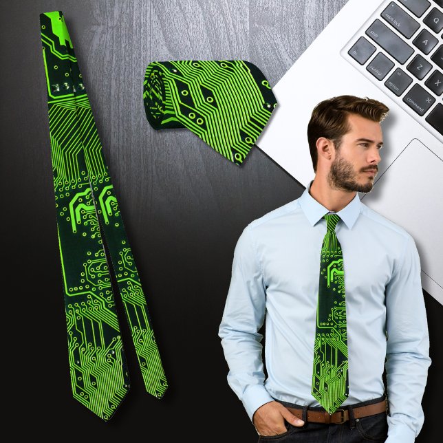 Geek Out Nerd PCB Green Electronic Circuit Board  Tie (Creator Uploaded)