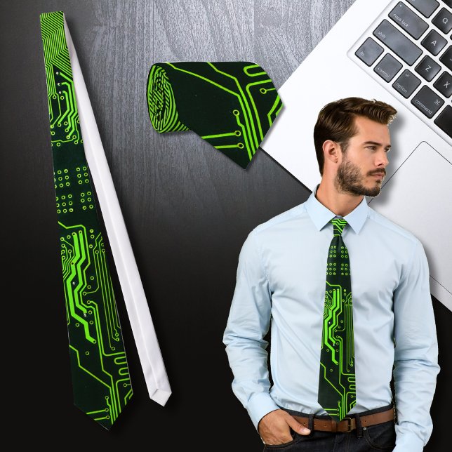 Geek Out Nerd PCB Green Electronic Circuit Board  Tie (Creator Uploaded)