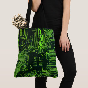 Geek Out Nerd PCB Green Electronic Circuit Board Tote Bag