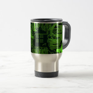 Geek Out Nerd PCB Green Electronic Circuit Board  Travel Mug