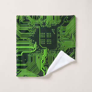 Geek Out Nerd PCB Green Electronic Circuit Board  Wash Cloth