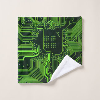Geek Out Nerd PCB Green Electronic Circuit Board  Wash Cloth