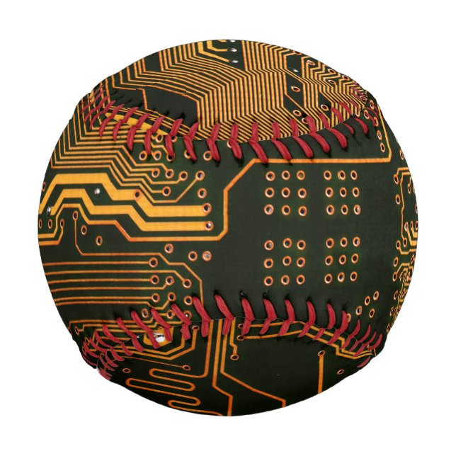 Geek Out Nerd PCB Orange Electronic Circuit Board  Baseball (Front)