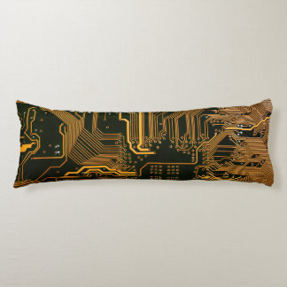 Geek Out Nerd PCB Orange Electronic Circuit Board  Body Cushion