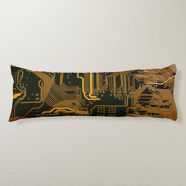 Geek Out Nerd PCB Orange Electronic Circuit Board  Body Cushion (Front)