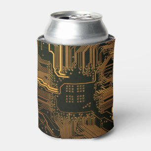 Geek Out Nerd PCB Orange Electronic Circuit Board Can Cooler