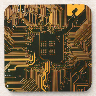Geek Out Nerd PCB Orange Electronic Circuit Board Coaster