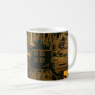 Geek Out Nerd PCB Orange Electronic Circuit Board  Coffee Mug