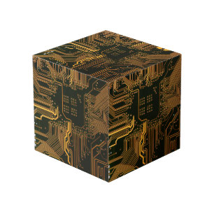 Geek Out Nerd PCB Orange Electronic Circuit Board Cube