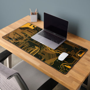 Geek Out Nerd PCB Orange Electronic Circuit Board Desk Mat