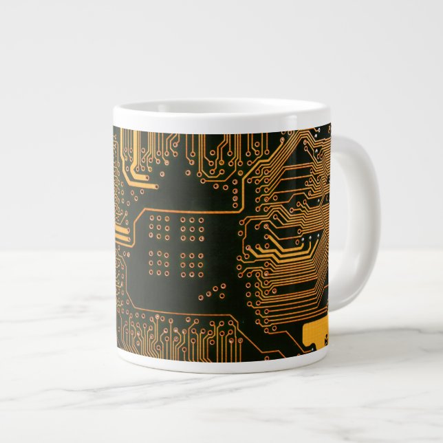 Geek Out Nerd PCB Orange Electronic Circuit Board  Large Coffee Mug (Front Right)
