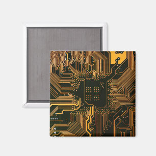 Geek Out Nerd PCB Orange Electronic Circuit Board Magnet
