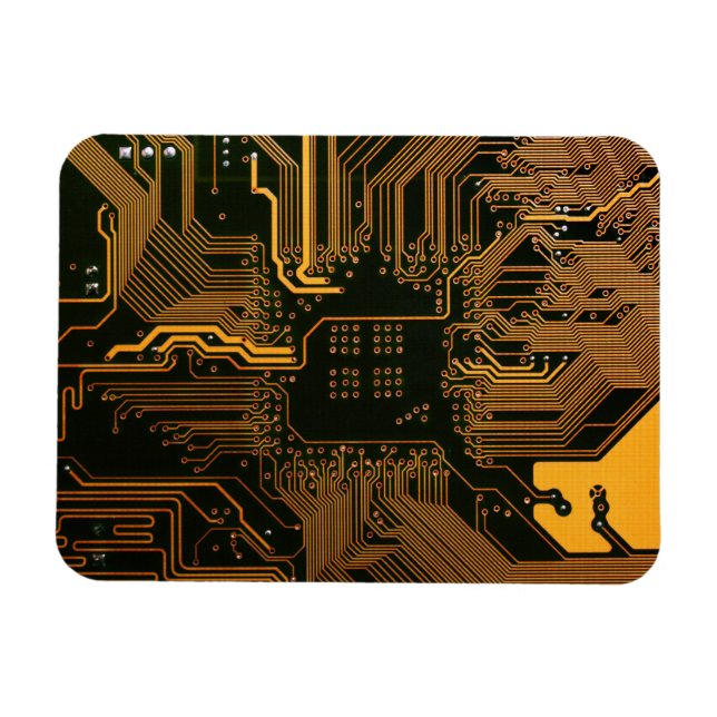 Geek Out Nerd PCB Orange Electronic Circuit Board  Magnet (Horizontal)