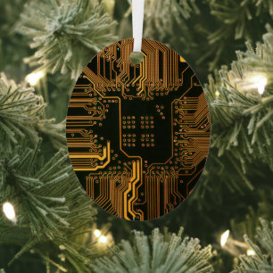 Geek Out Nerd PCB Orange Electronic Circuit Board Metal Tree Decoration
