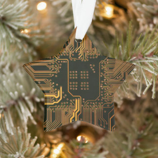 Geek Out Nerd PCB Orange Electronic Circuit Board  Ornament