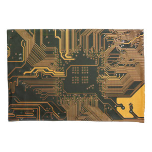 Geek Out Nerd PCB Orange Electronic Circuit Board Pillowcase