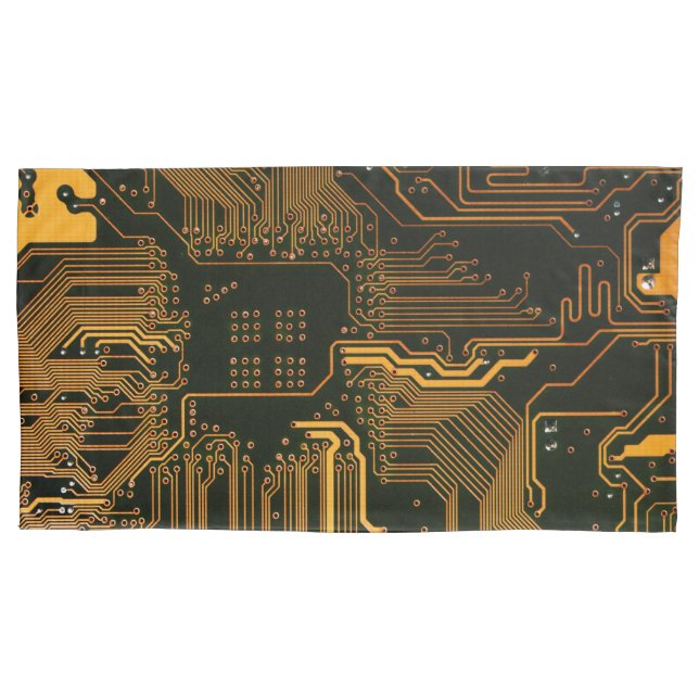Geek Out Nerd PCB Orange Electronic Circuit Board  Pillowcase (Front-Left)