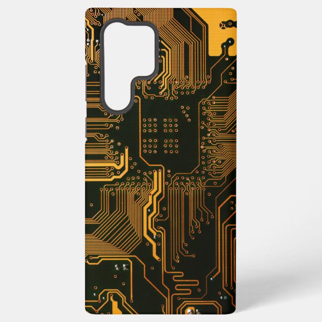 Geek Out Nerd PCB Orange Electronic Circuit Board  Samsung Galaxy S22 Ultra Case (Back)