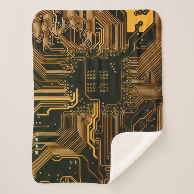 Geek Out Nerd PCB Orange Electronic Circuit Board  Sherpa Blanket (Front)