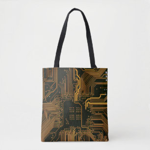 Geek Out Nerd PCB Orange Electronic Circuit Board  Tote Bag
