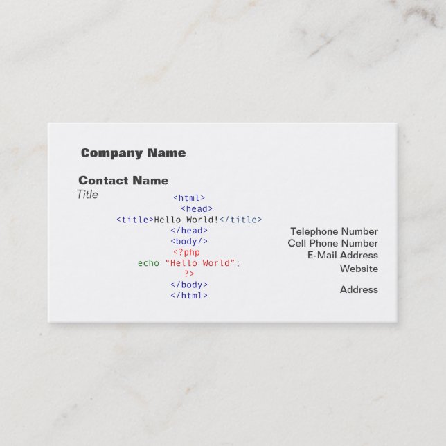 Geek php Greeting Business Card (Front)