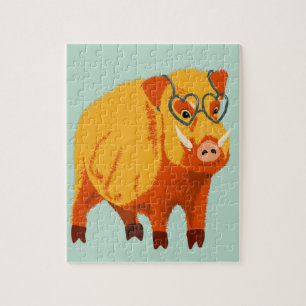 Geek Pig Funny Boar Wild Animal Jigsaw Puzzle