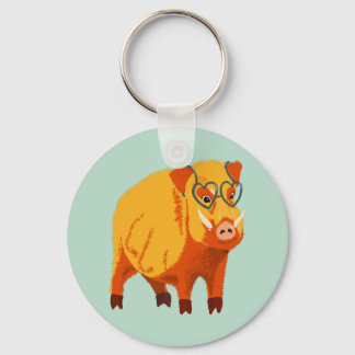 Geek Pig Funny Boar Wild Animal Key Ring